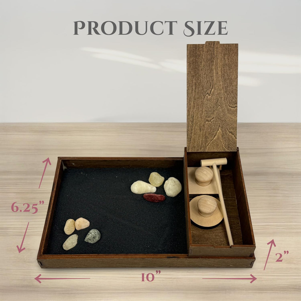 Wooden Zen Garden with Accessories Box (Moonless Night / Storage Box)