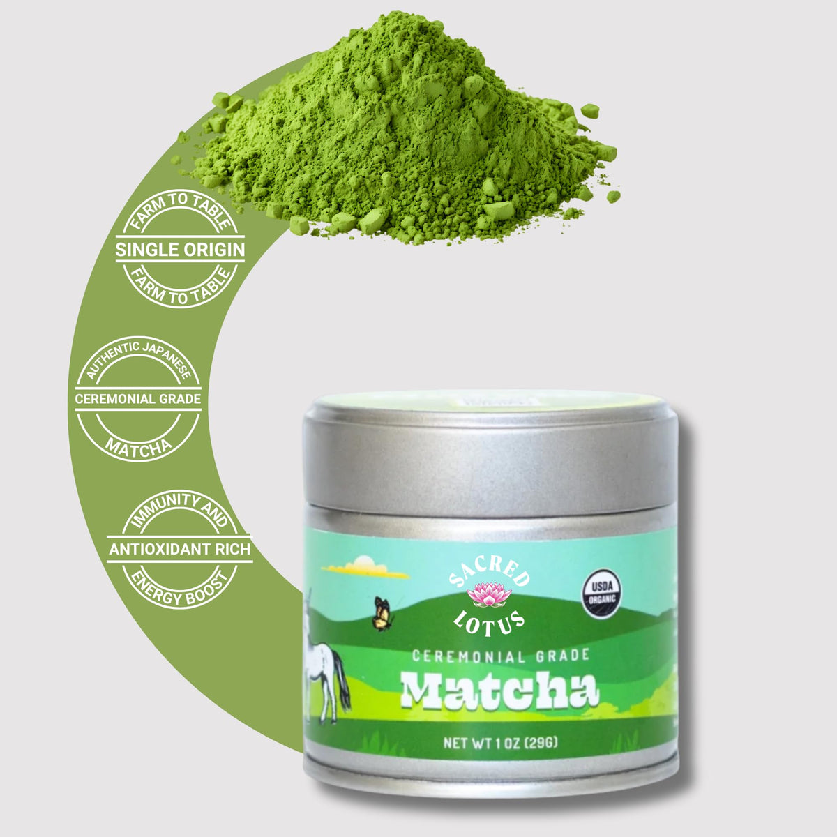 USDA Organic Matcha Green Tea Powder Tin (30g)