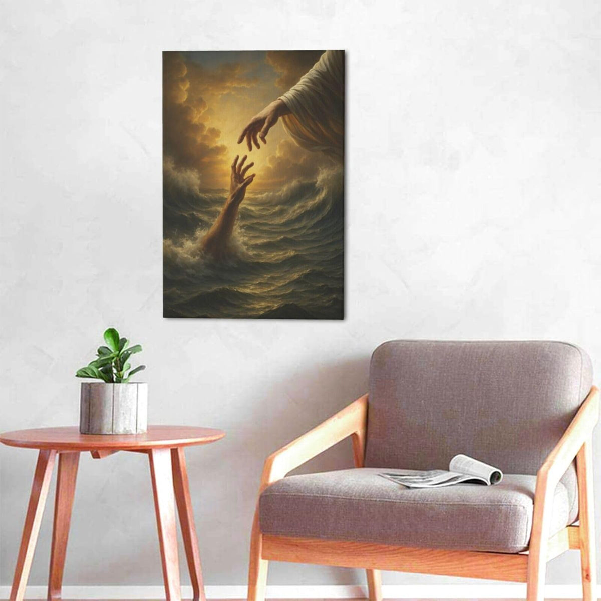 Jesus Wall Art Christian The Hand of God Wall Decor Religious Bible Canvas Paintings Pictures Christ Prints Artwork Framed Decorations For Church Prayer Room Bedroom Living Room Gifts 16" x 24" (Jesus / 24"L x 16"W)