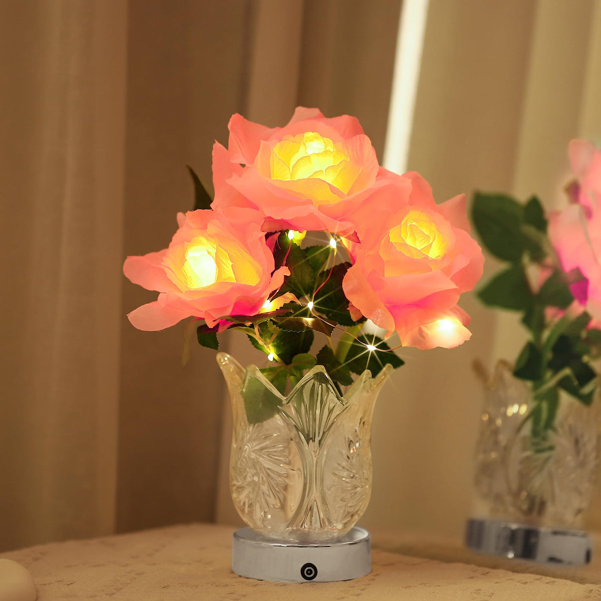 Artificial Pink Rose LED Lamp Night Light (PINK ROSE)
