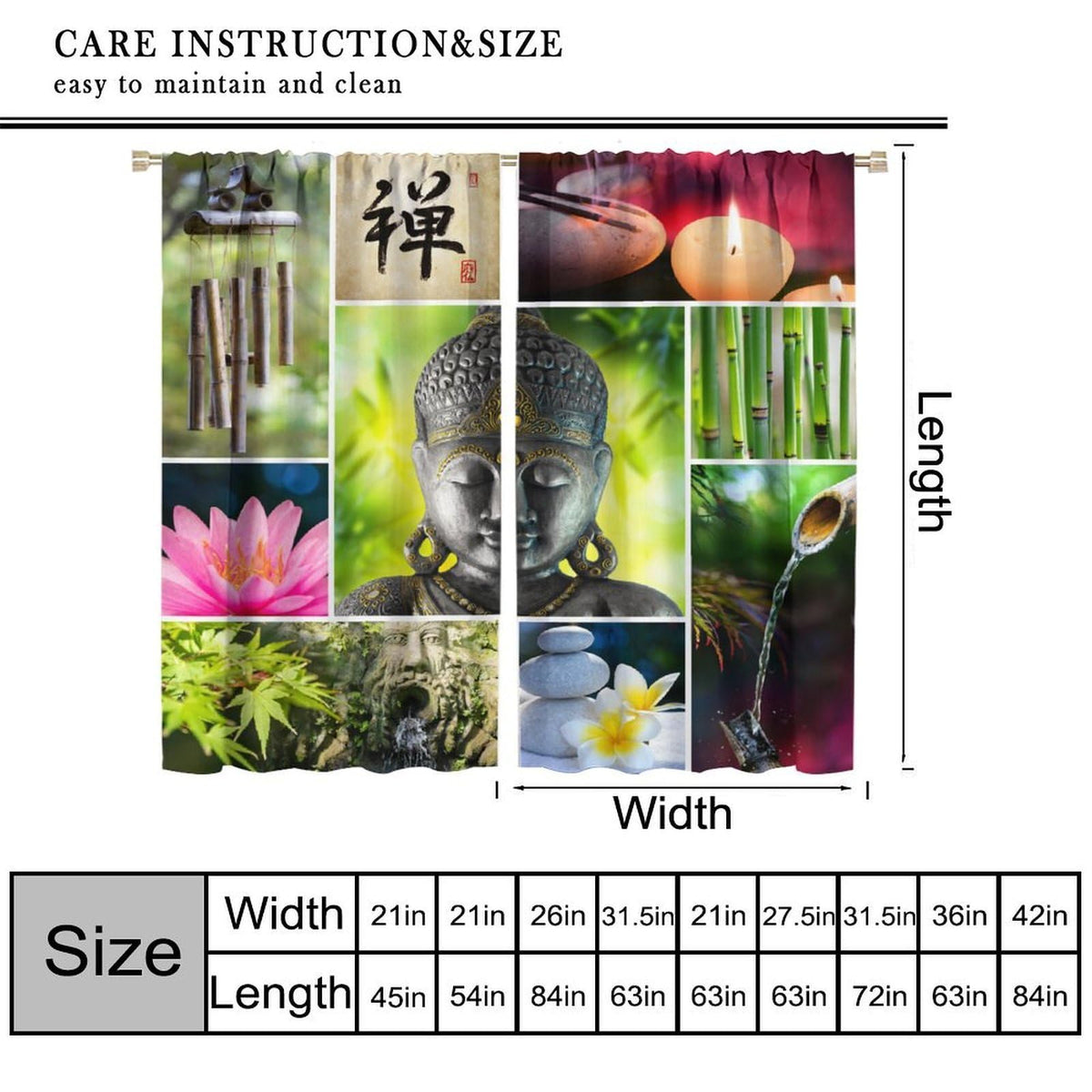 Zen Blackout Curtains (26"W x 84"L (Pack of 2) / Zen-17)