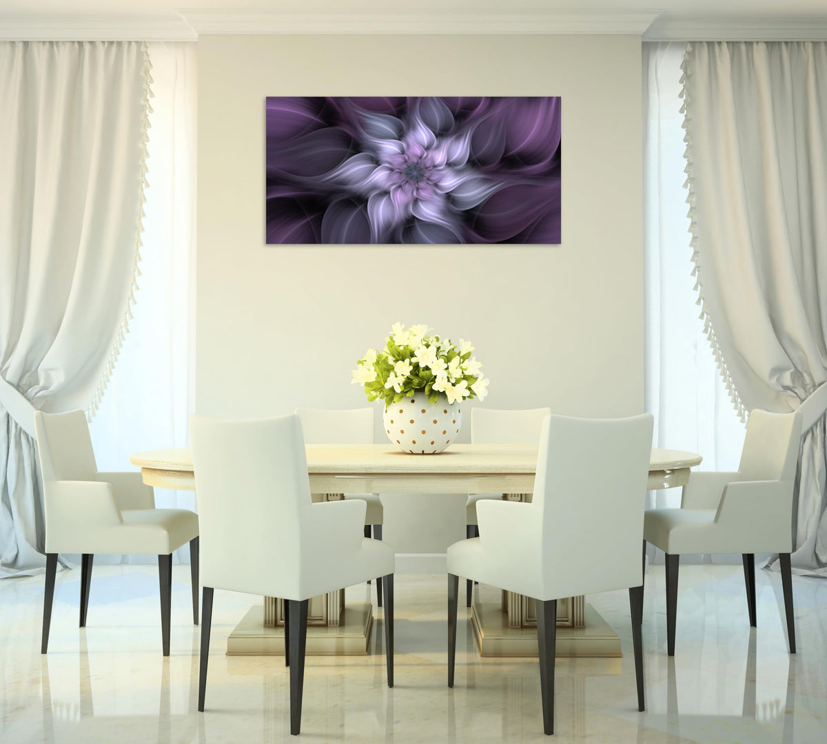 1 Panel Bauhinia Chinese Redbud Purple Flower Plant Botany Picture Flower Artwork Oil Painting on Canvas Stretched and Framed 8x16 inch Print Home Decor Living Room Bedroom Wall Art Hanging (16"L x 8"W / Purple Flower)