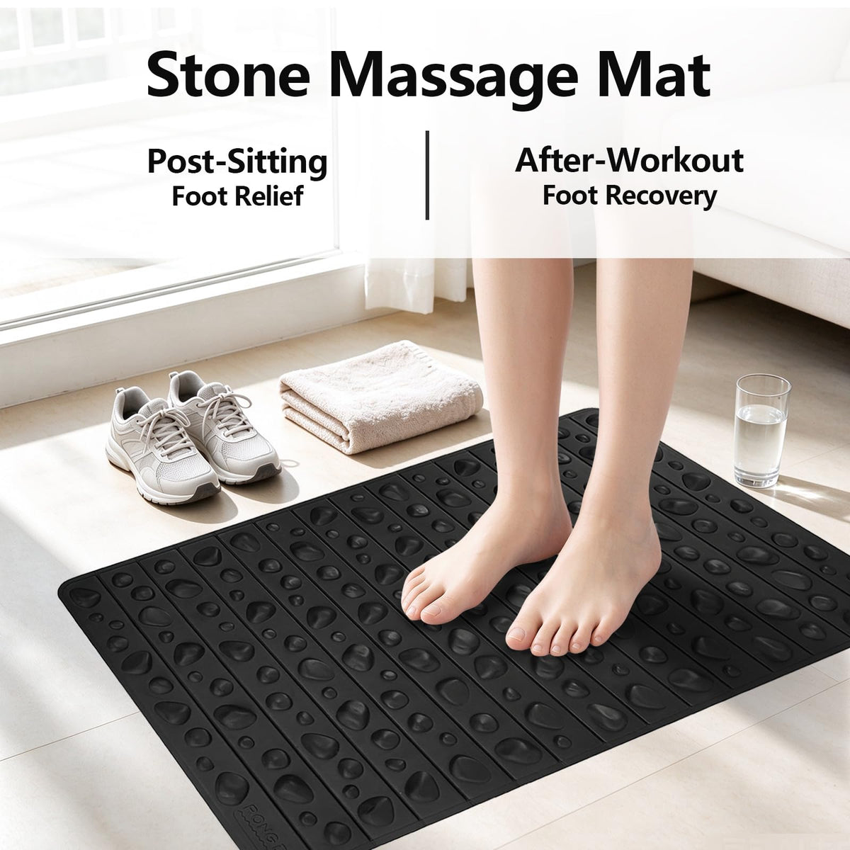 Portable Feet Acupressure Mat (Black - Large)