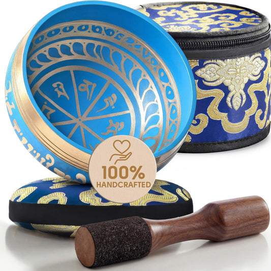 Tibetan Singing Bowl Set (Blue / With Case)