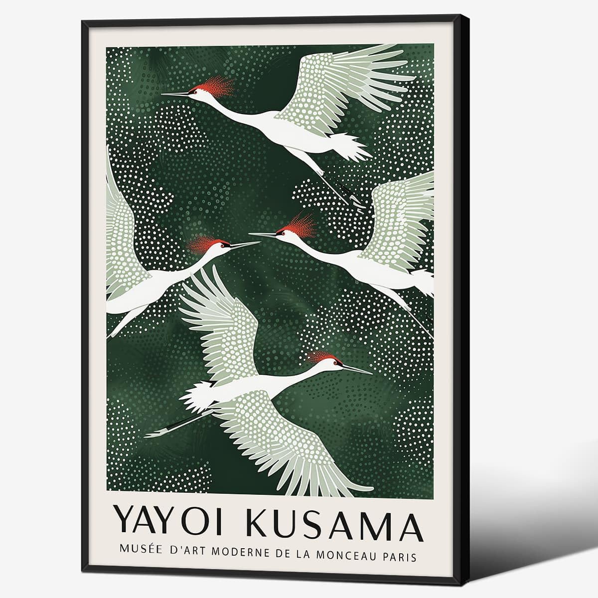 Black Framed Canvas Wall Art Japanese Flying Cranes Artwork 24x36in Vintage Bird Pictures Aesthetics Posters Minimalist Animal Prints Nordic Nature Zen Calm for Living Room Bedroom Office Decor (Black Framed / Japanese Art 007 / 36"L x 24"W)