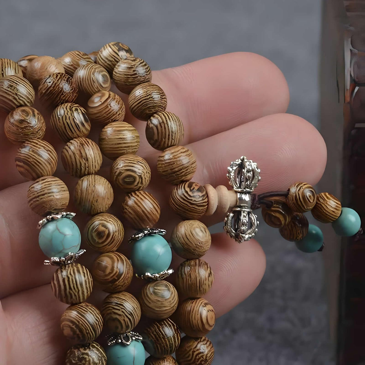 Unisex Natural Wenge Mala Prayer Beads Necklace Bracelet Meditation Buddhist Rosary Mala Bead (6mm 108 beads special)