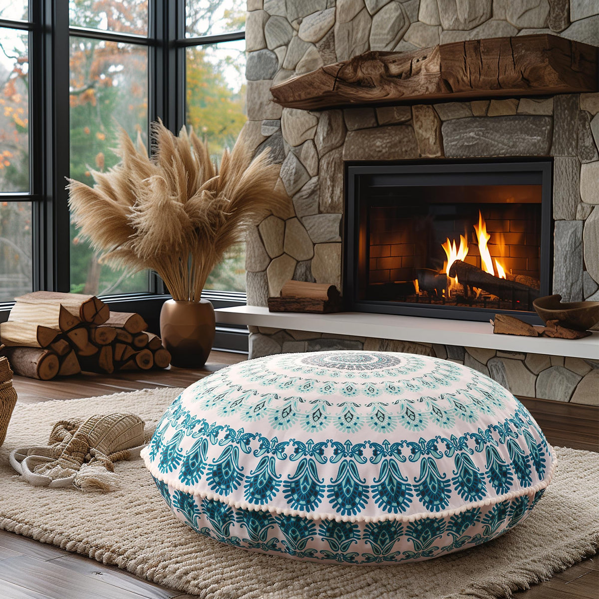 Floor Pillows 2 Pack (2 Count (Pack of 1) / Round | Aqua)