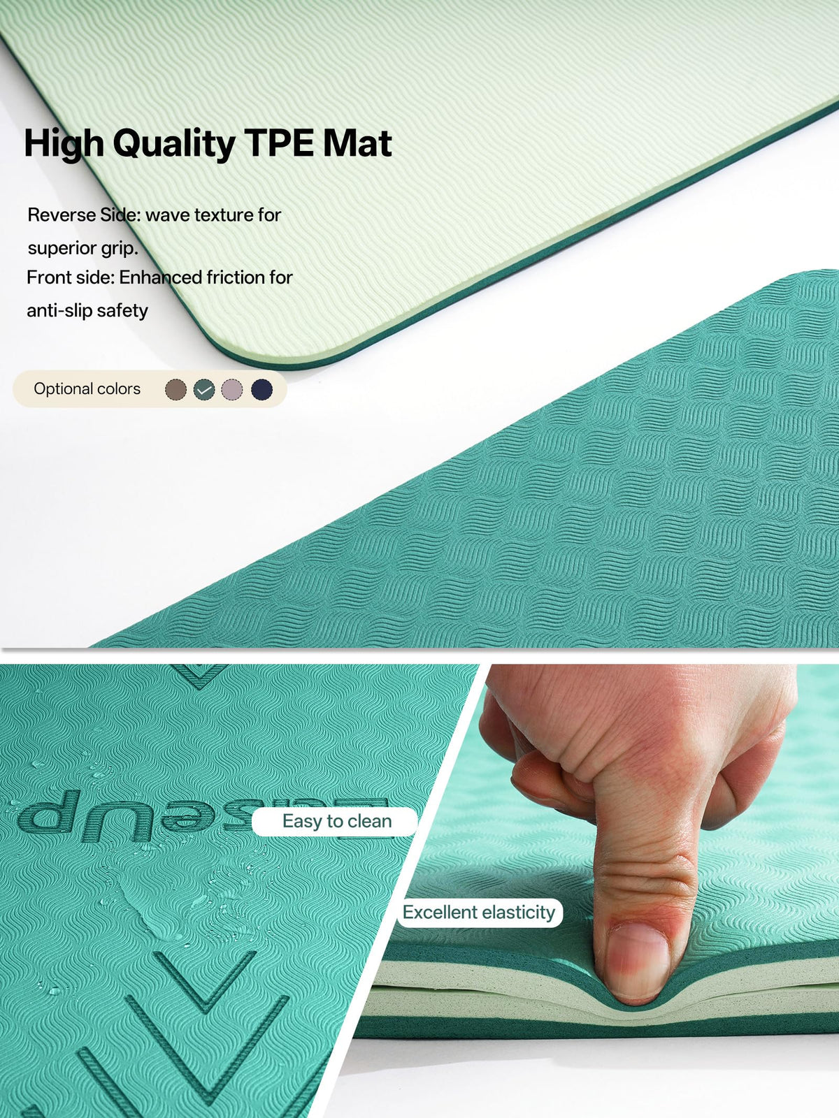 Large Yoga Mat 73x35.5x0.4" (Green/light green)