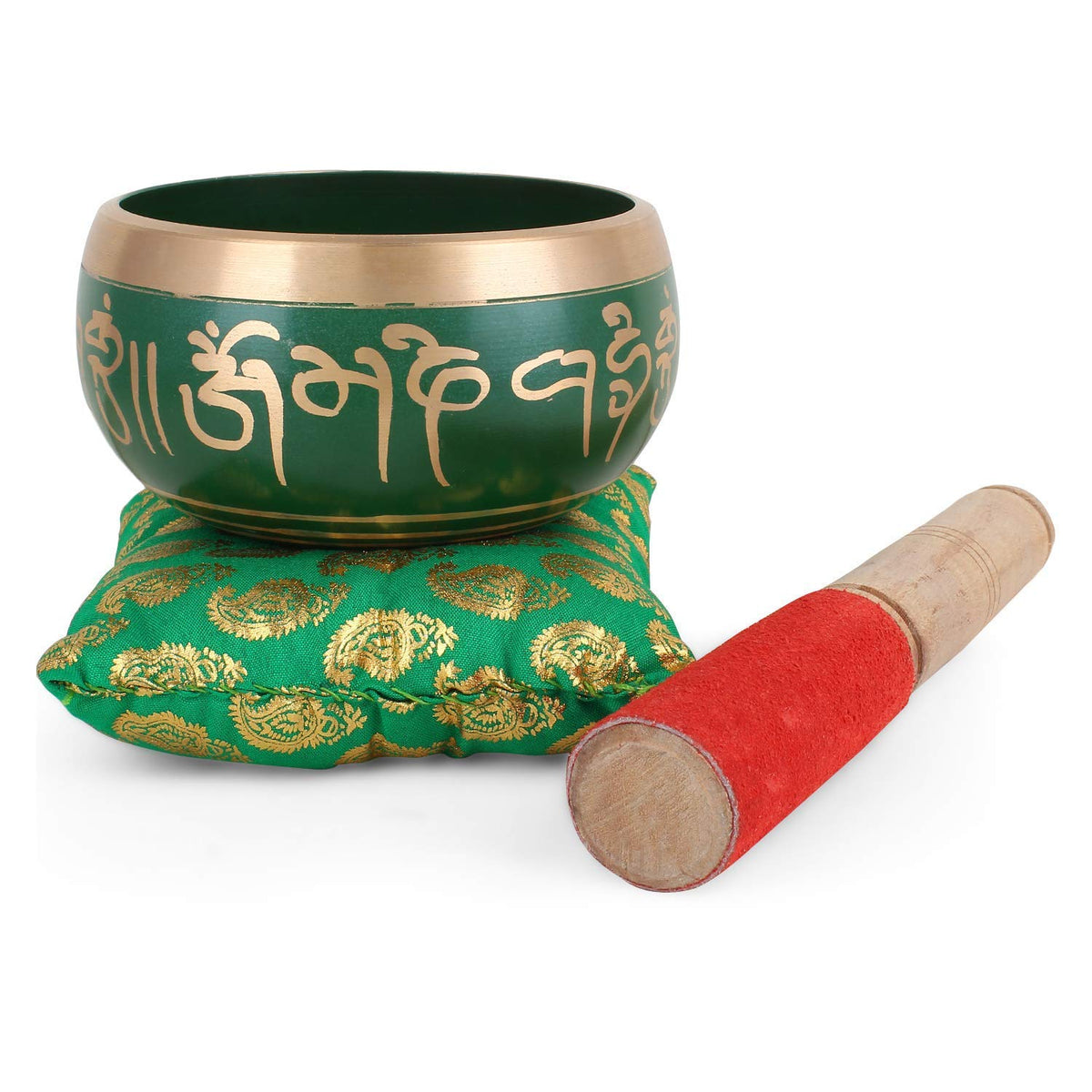 Tibetan Singing Bowl Set (4 Inch / GREEN)