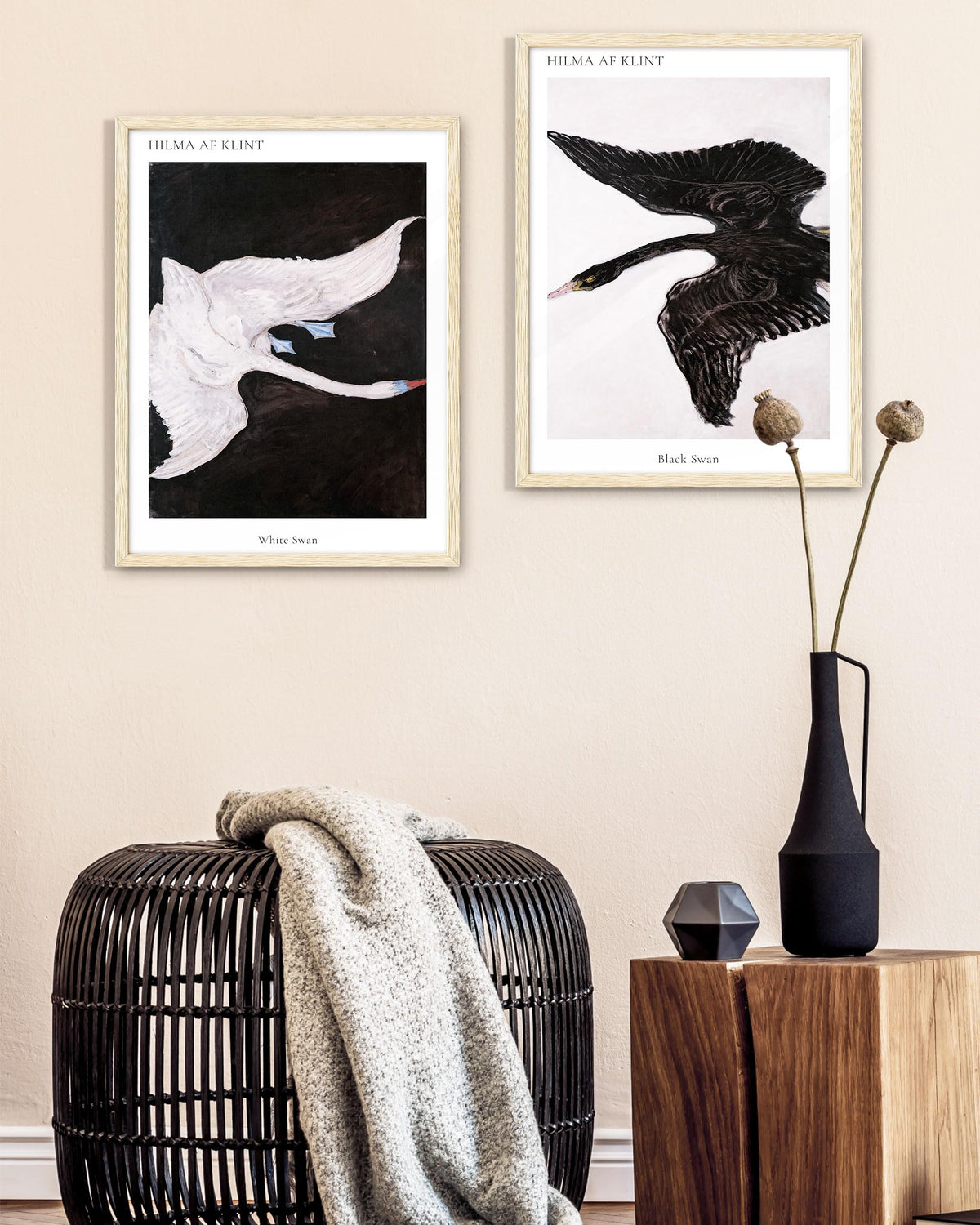 12x16 in Abstract White Swan Scandinavian Framed Wall Art (Framed White Swan / 16"L x 12"W)