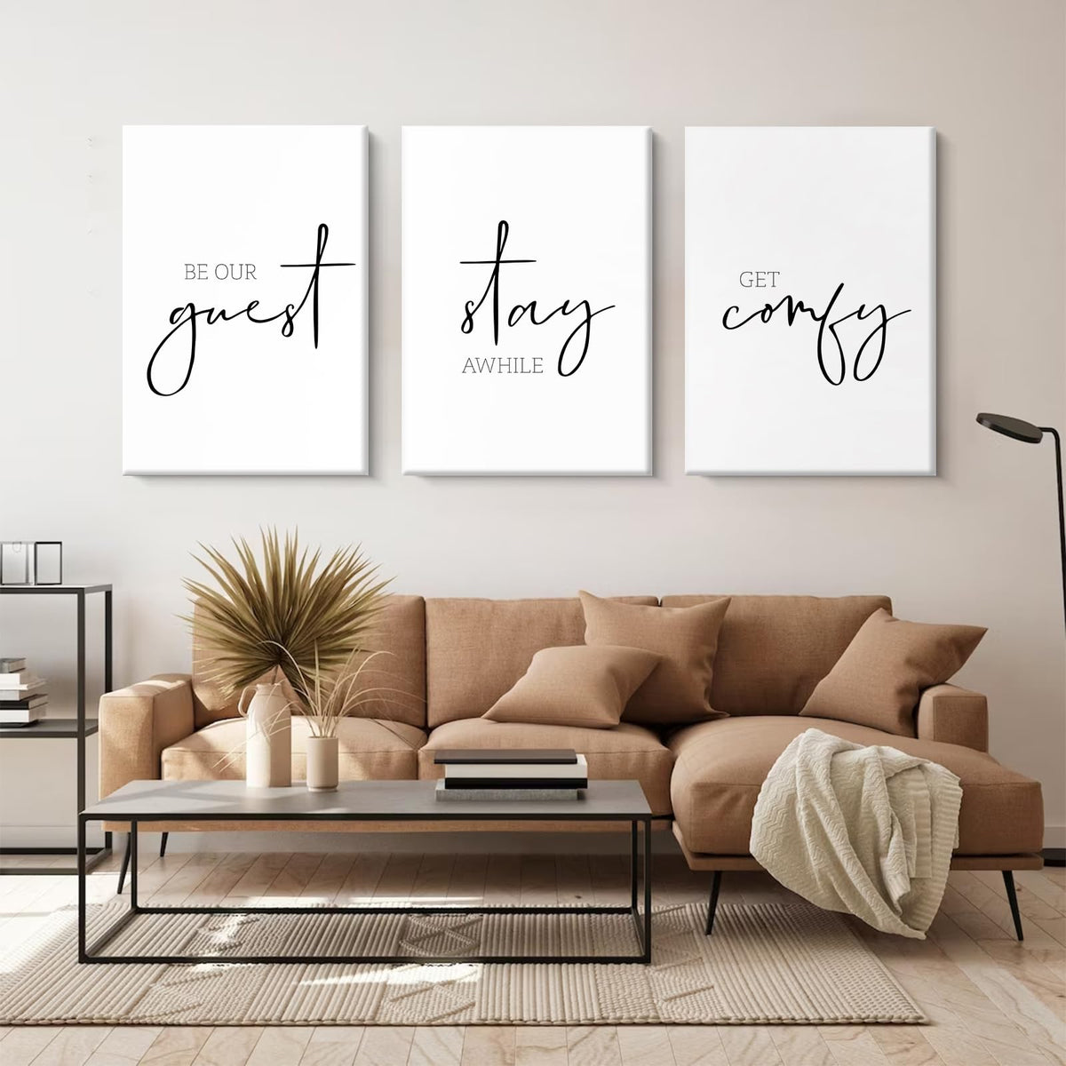 Be Our Guest Wall Decor Guest Room Wall Art Decor Stay Awhile Signs for Home Decor Minimalist Wall Art over the Bed Sign Guest Bedroom Wall Decor Canvas Painting 12x16 Inch (Guest Room Prints / 12x16 Inch Wrapped Canvas)