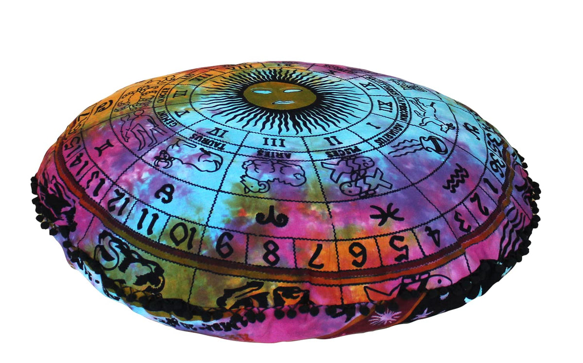 ICC 32 Inch Large Hippie Mandala Floor Pillow Ottoman Pouf Cover (Multi Color)
