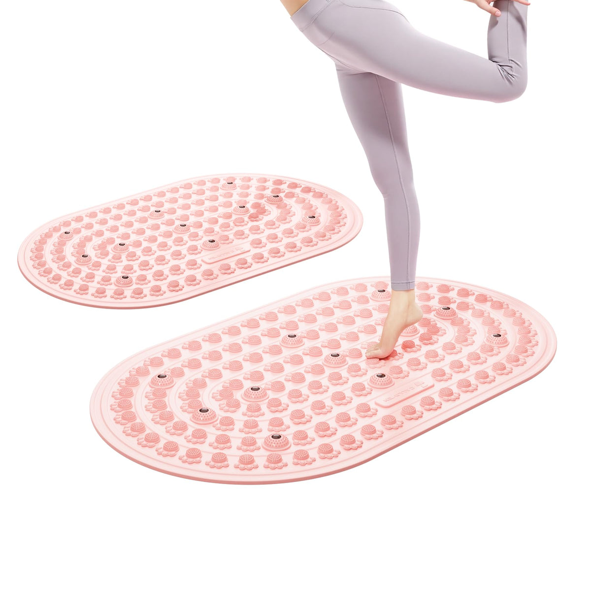 Reflexology Foot Massage Mat Acupressure Magnetic Walk Stone Pad Portable Foldable Feet Pressure Point Massager for Plantar Fasciitis Relief Home Office Pain Relief for Men Women (Pink)