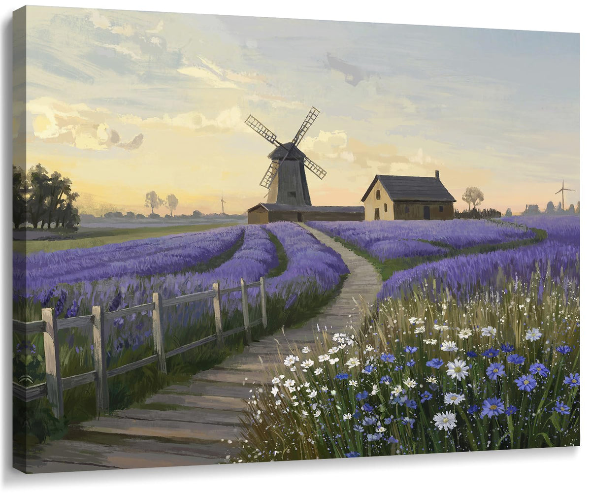 Purple Canvas Wall Art for Bathroom Bedroom Farmhouse 16x12 In (Purple Lavender Wall Art / 16"L x 12"W)