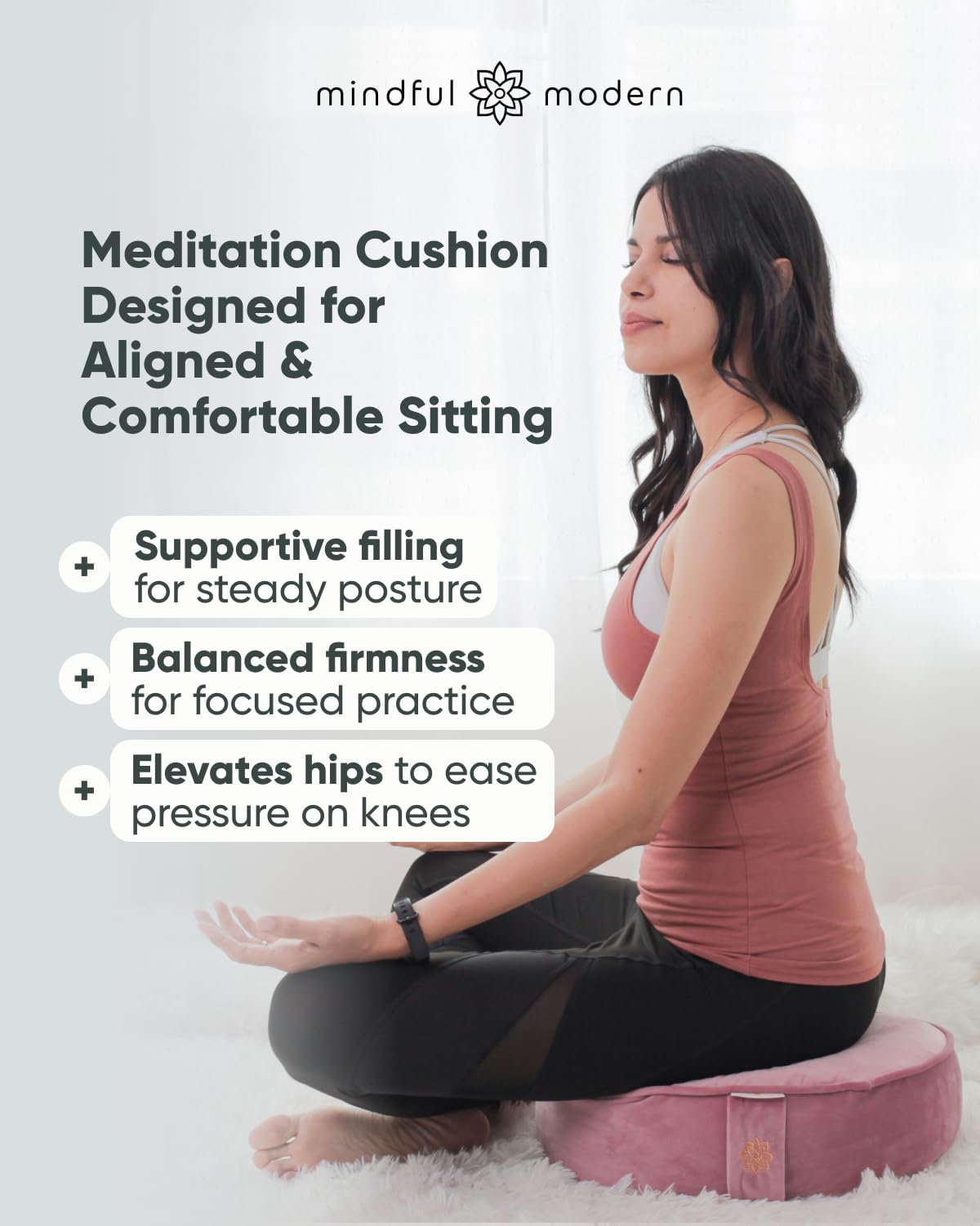 Mindful & Modern Velvet Meditation Cushion (Blush Pink)