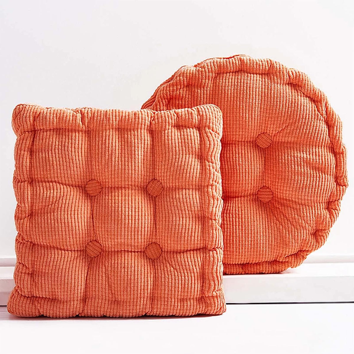 Floor Cushions for Adults 2 Pack (Orange / 18"Lx18"Wx3.2"H)