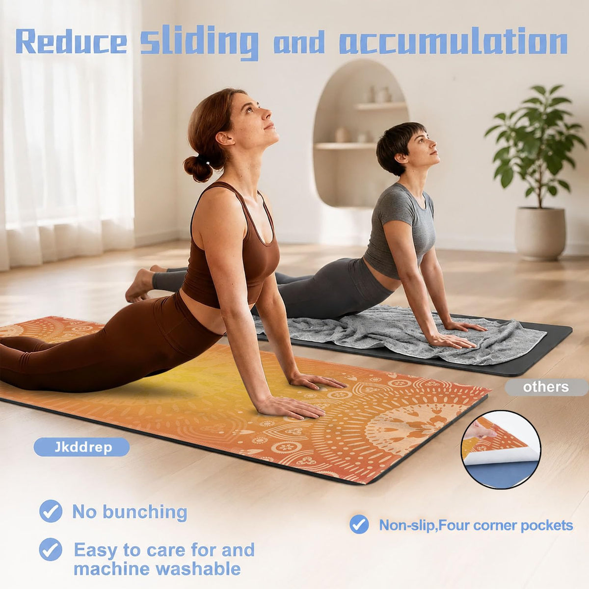 Yoga Mat Towel (Orange Flower-01 / Large)