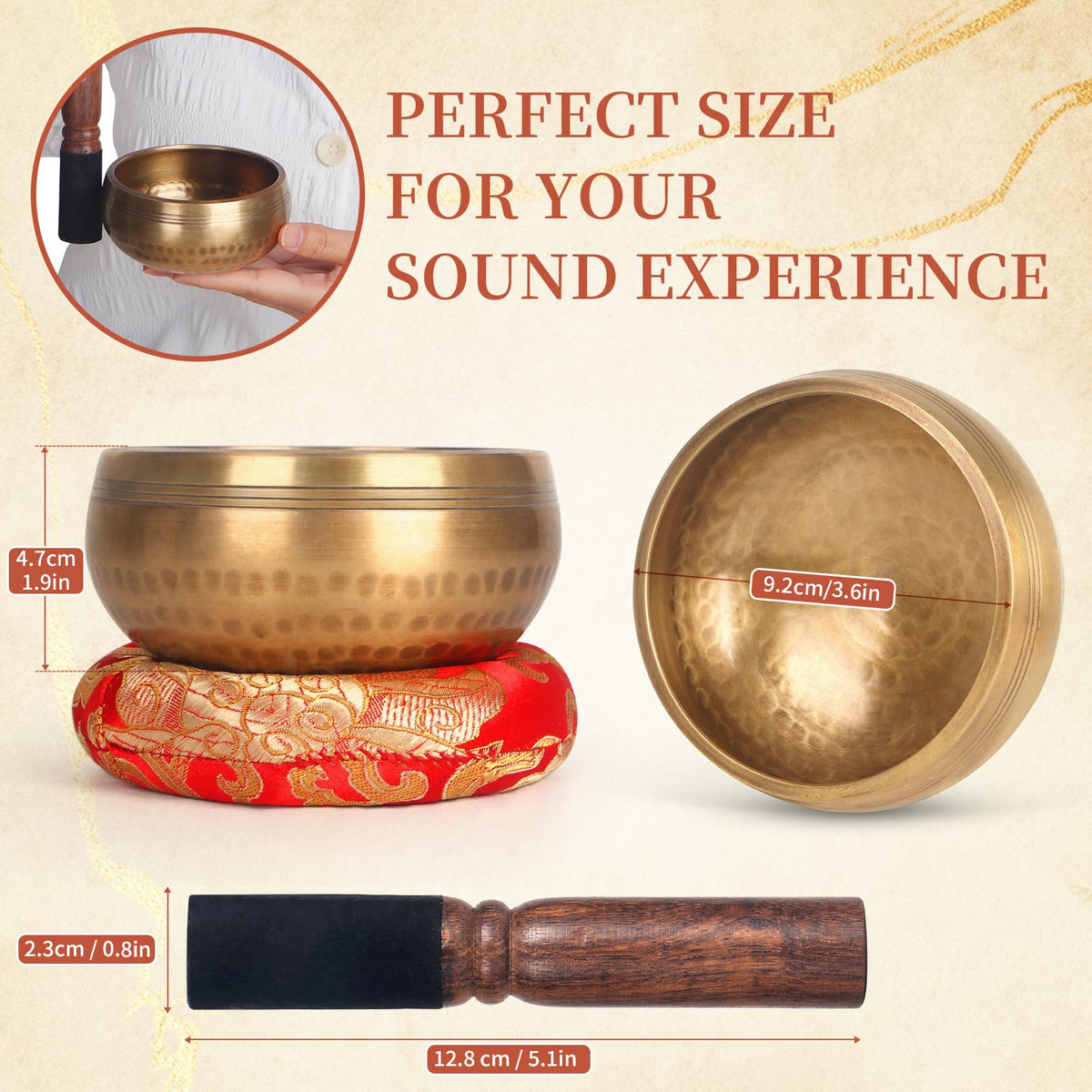 HandMade Meditation Singing Bowl (3.5 inch Gold)