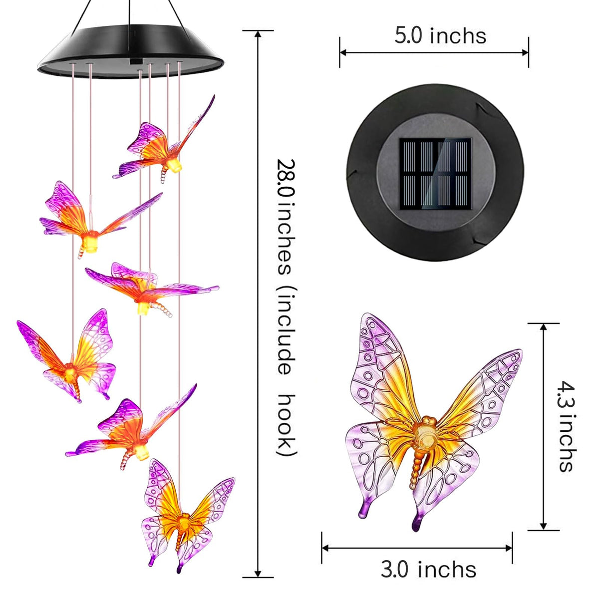 Butterfly Solar Wind Chimes