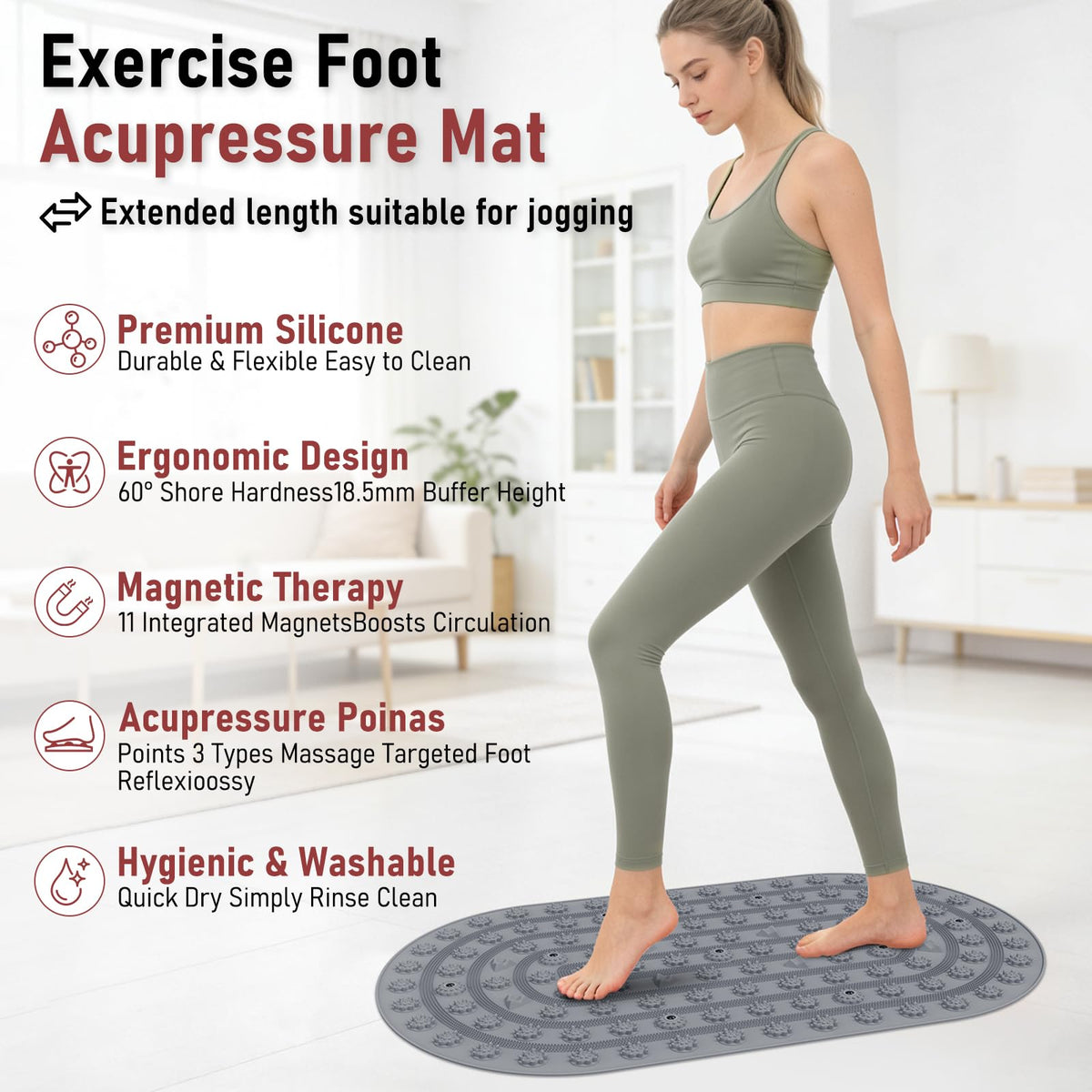 Foot Massage Acupuncture Mat (30x17.7" Grey)