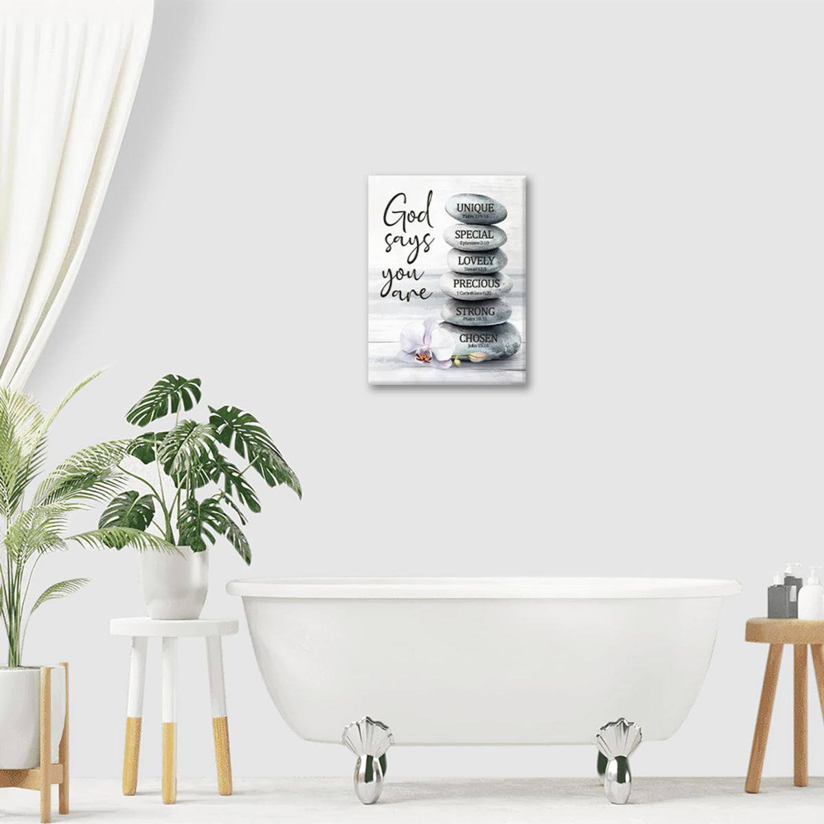Zen Stones Wall Art God Says You Are Spiritual Meditation Calm Wall Decor Pictures Painting Canvas Prints Framed Home Artwork for Spa Yoga Room Bathroom Bedroom Office 16"x24" (Stones God Says You Are / 24"L x 16"W)