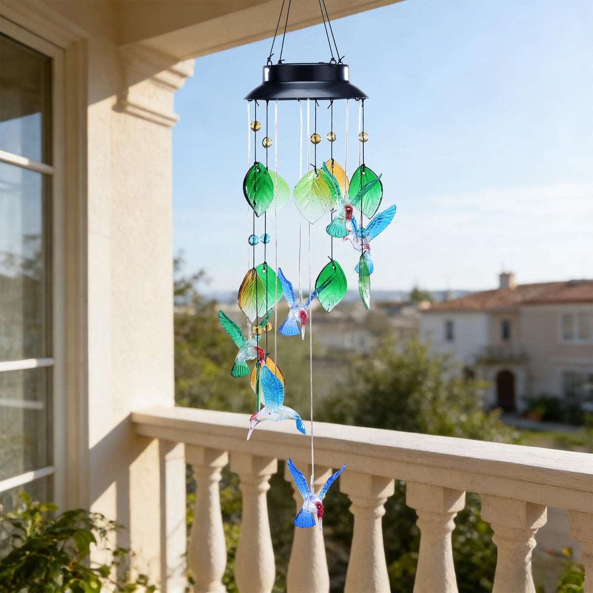 Solar Hummingbird Wind Chime Outdoor 29 Inch