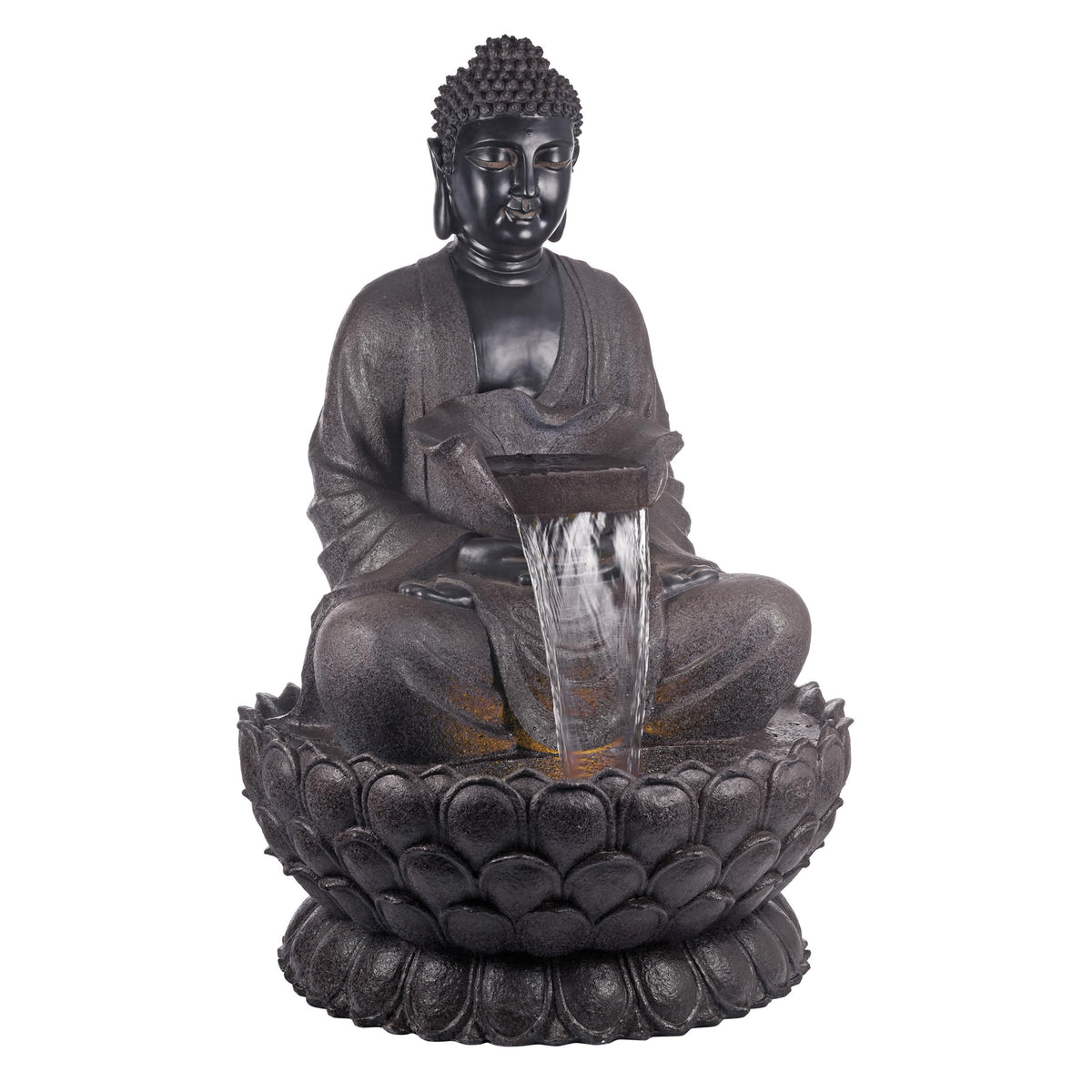 WIN1170 53" Outdoor Floor Calming Buddha Statue Waterfall Fountain (Gray)