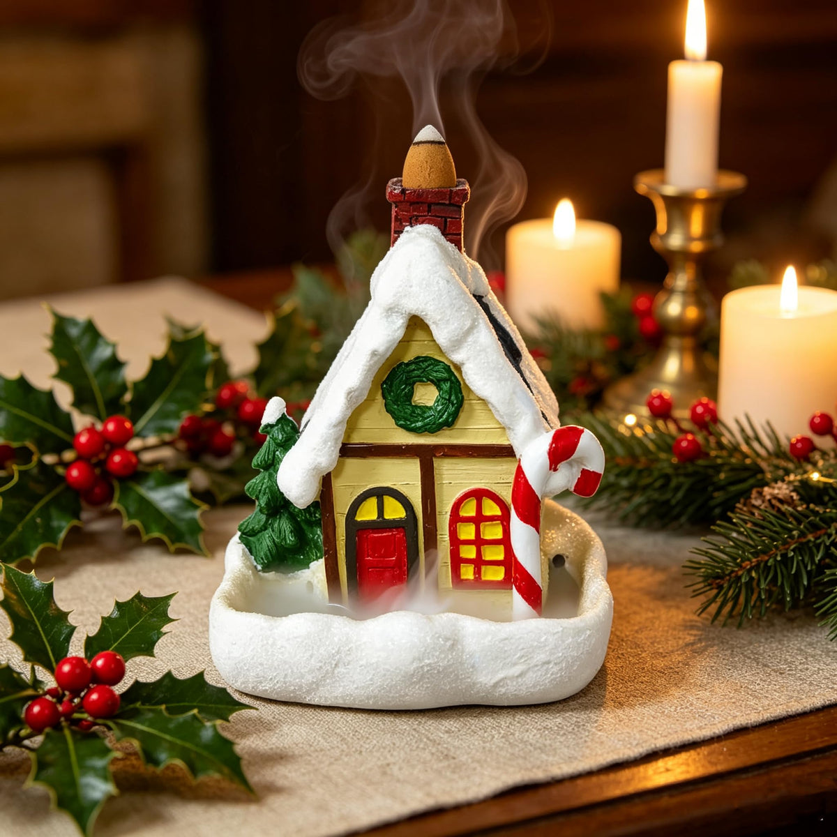 Christmas Snow Cabin Backflow Incense Burner (Snow House)