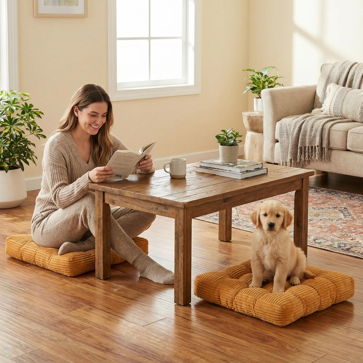 Meditation Floor Pillow Set of 2 (Orange)