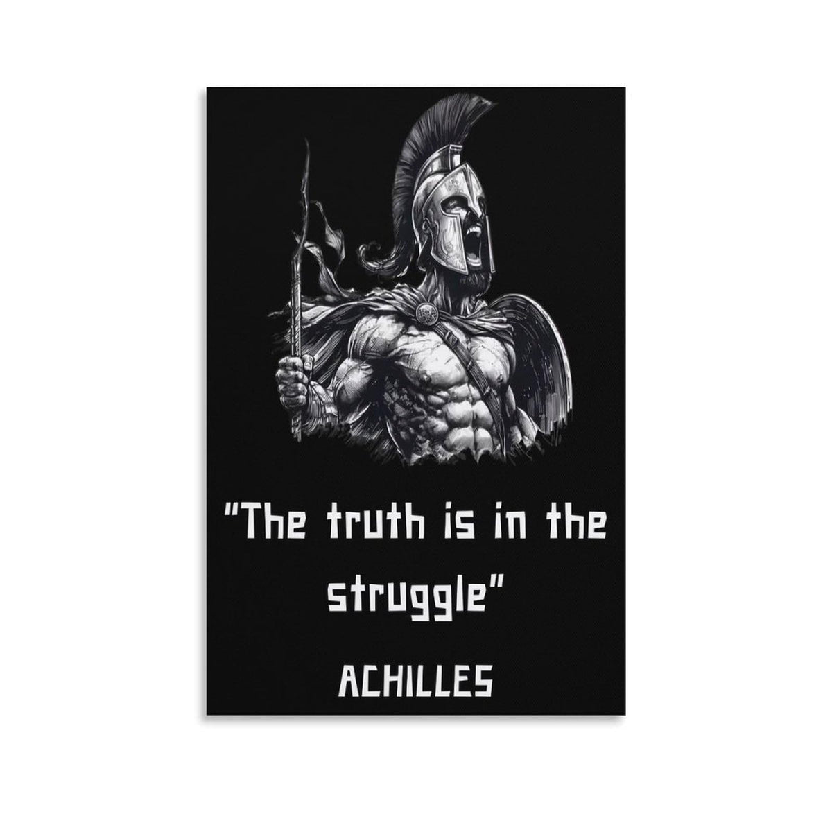 Achilles Truth In Struggle Spartan Warrior Canvas Printing Wall Art Prints Wall Decor Posters Black White Greek Mythology Motivational Gym Office Bedroom Living Room Decor 24x36inch (style-42 / 24x36inch(60x90cm) Unframe)