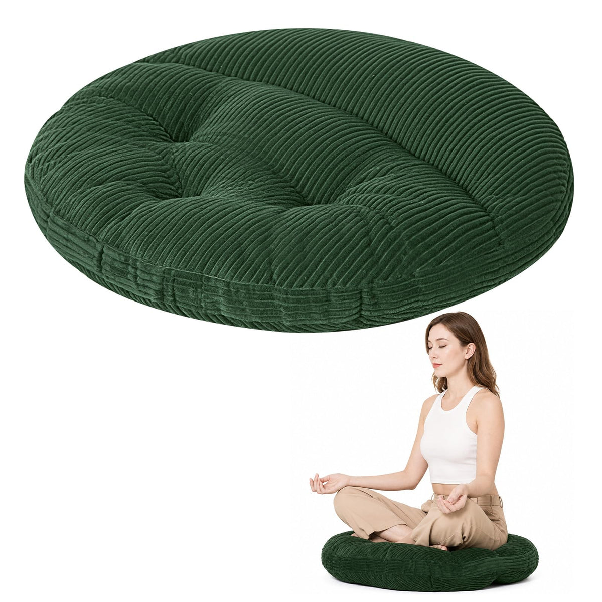 Meditation Cushion (Green / 6'' Thick Oval)