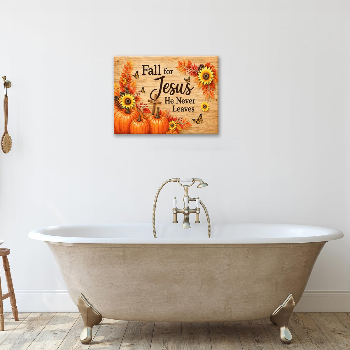 Fall Wall Art Christian Jesus Canvas Wall Decor Pumpkin Pictures Christ Paintings Prints Religious Bible verse Artwork Framed Decorations For Church Prayer Room Bathroom Bedroom Living Room Gifts 24" x 20" (Fall Jesus / 24"L x 20"W)