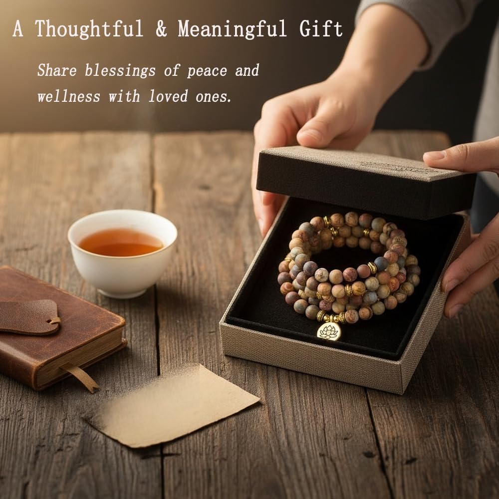 Mala Bead Strand Bracelet (Picasso Beads)