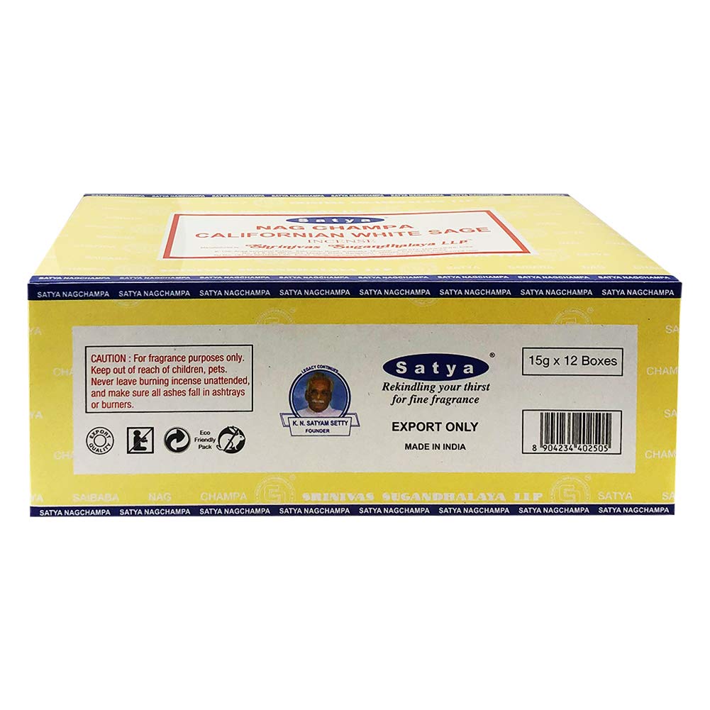 California White Sage Incense Sticks and Incense Stick Holder Bundle Insence Insense Satya (California White Sage 15g - Pack of 12)