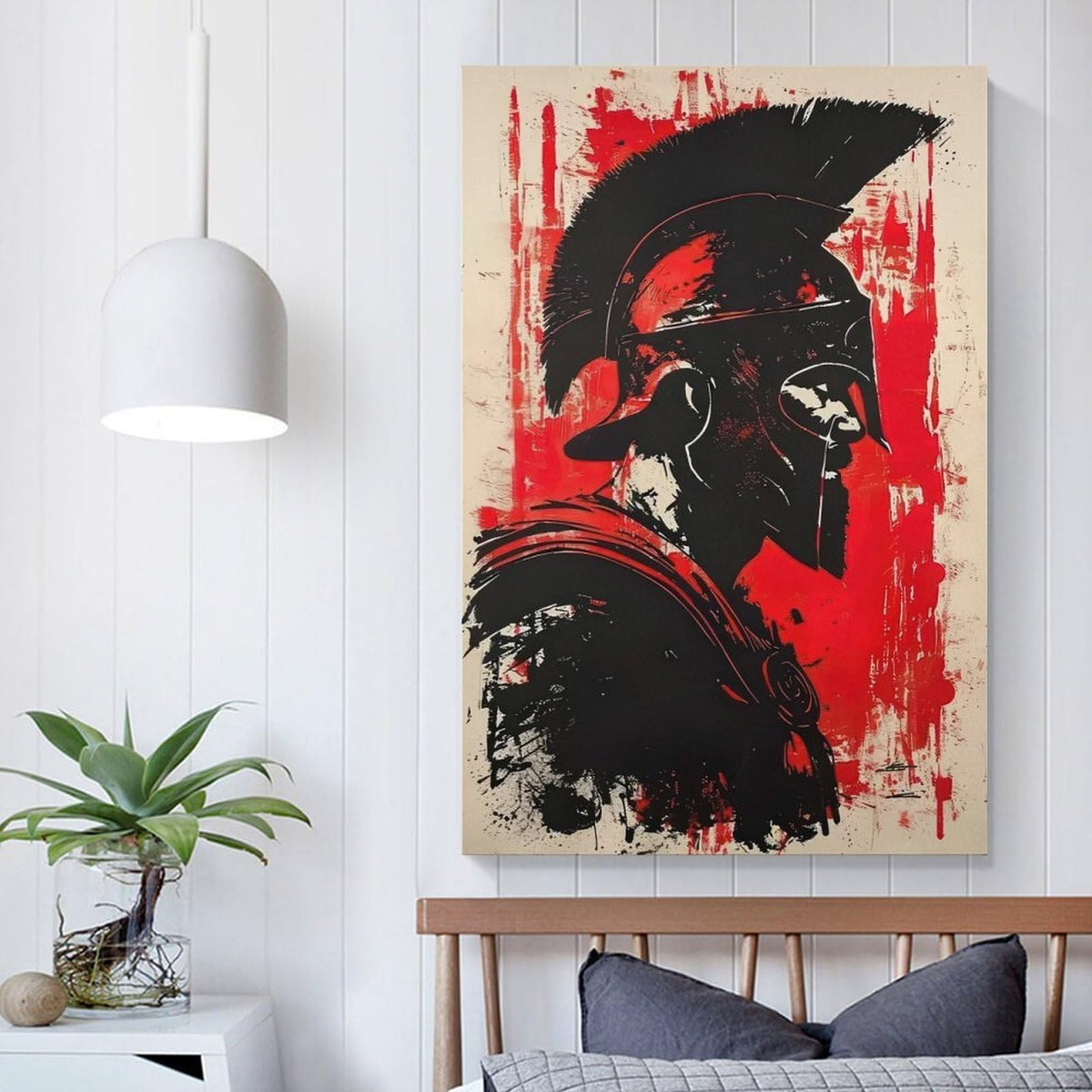 Spartan Warrior Profile Art Canvas Printing Wall Art Prints Wall Decor Posters Red Black Abstract Minimalist Nordic Bohemian Living Room Bedroom Office Gym Decor 24x36inch (style-8 / 24x36inch(60x90cm) Unframe)