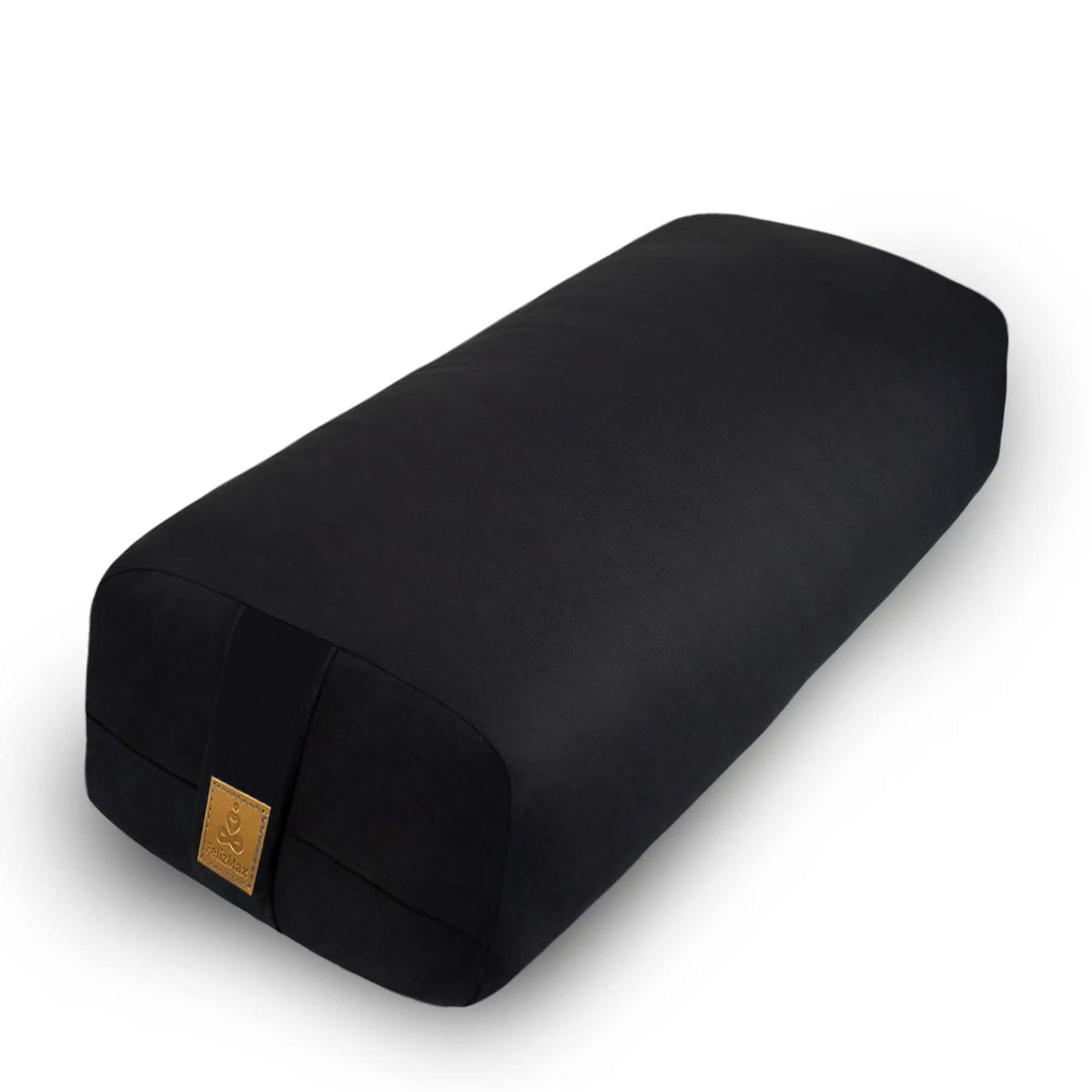 Yoga Bolster Pillow 26x10.5x5.5in Rectangular Meditation Cushion for Massage and Back Support (Black-1)