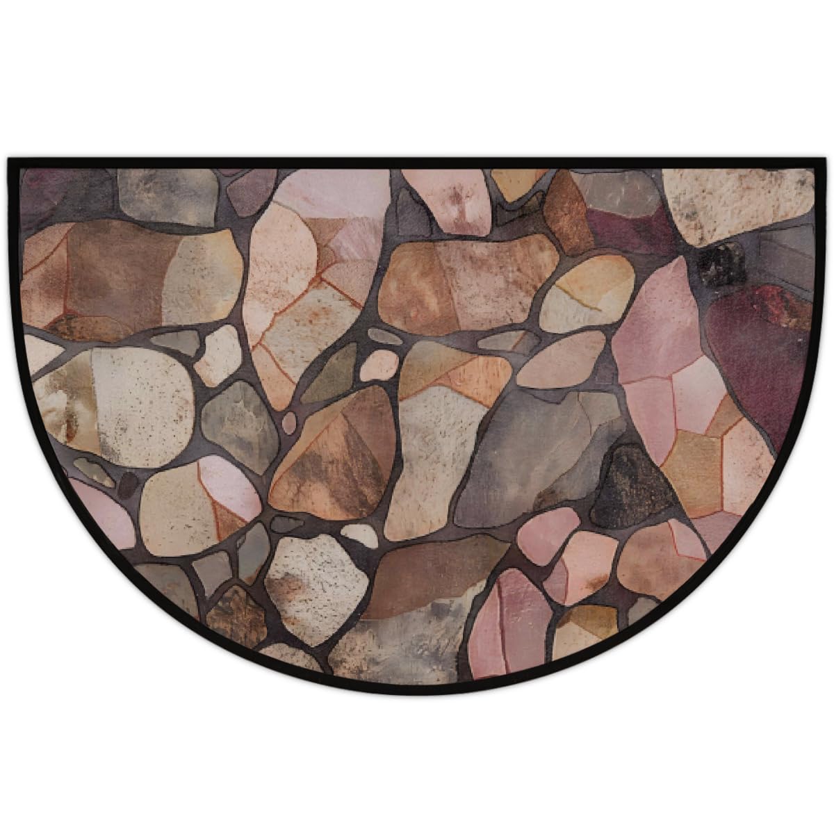 Stone Half Round Door Mat Indoor Entrance Semi Circle Area Rugs (Z Stone Texture)