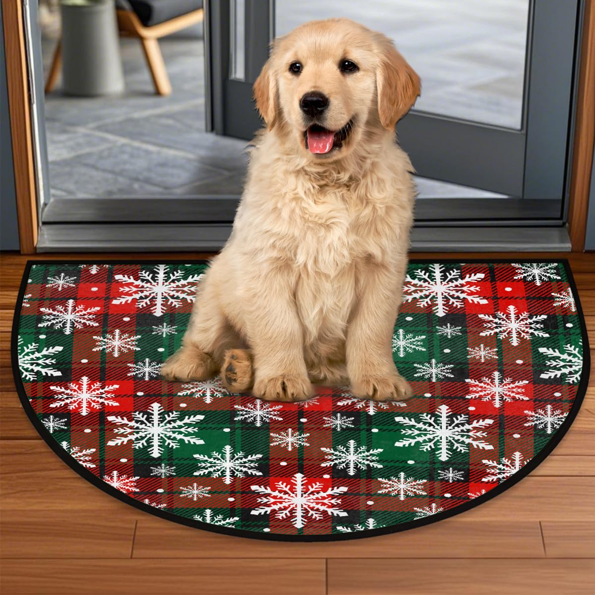 Snowflake Half Round Door Mat Semi Moon Rug Fireplace Carpet Area Rugs (B:a-16)