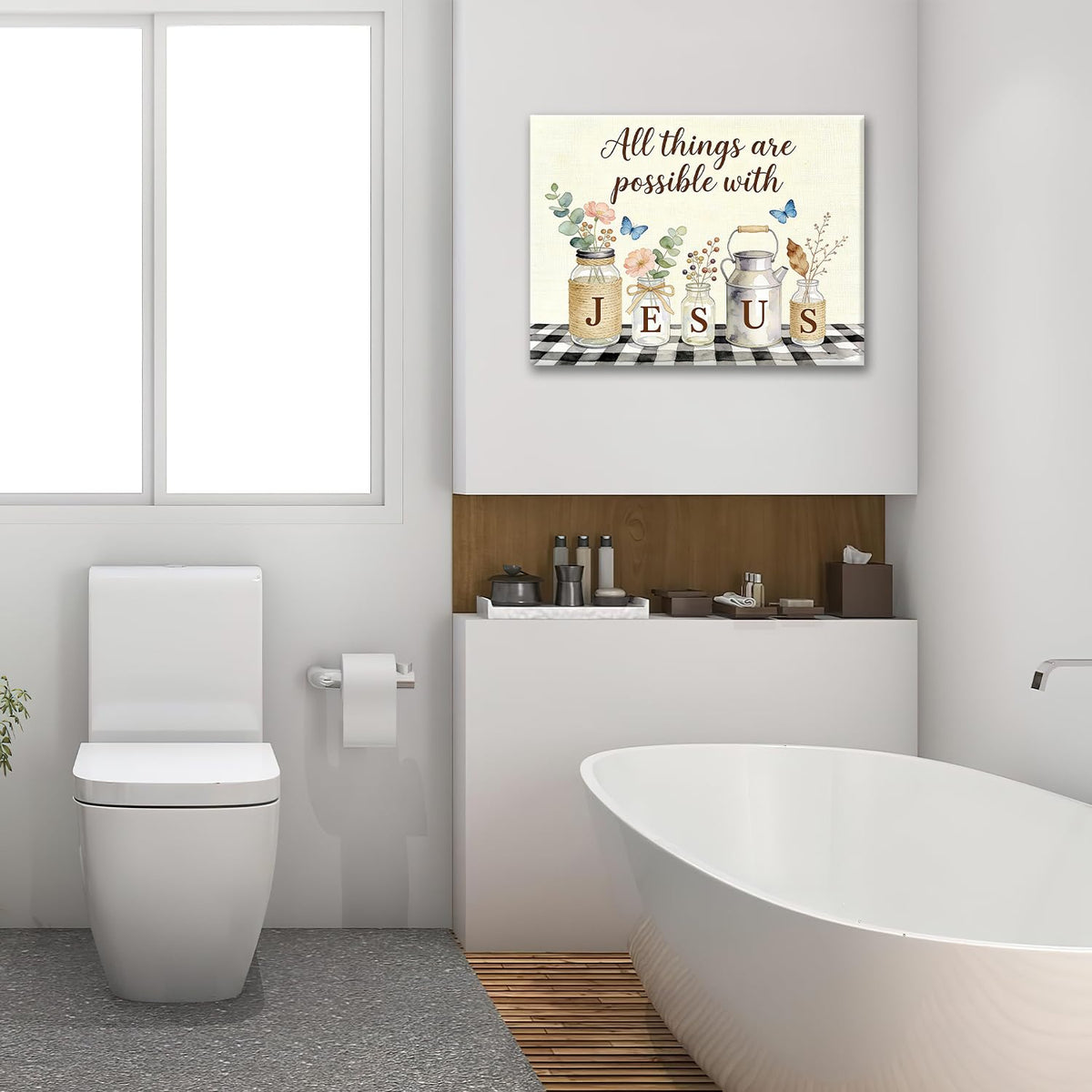 Christian Canvas Wall Art Inspirational Quote Modern ArtWork 16" x 20" (Christian Jesus / 20"L x 16"W)