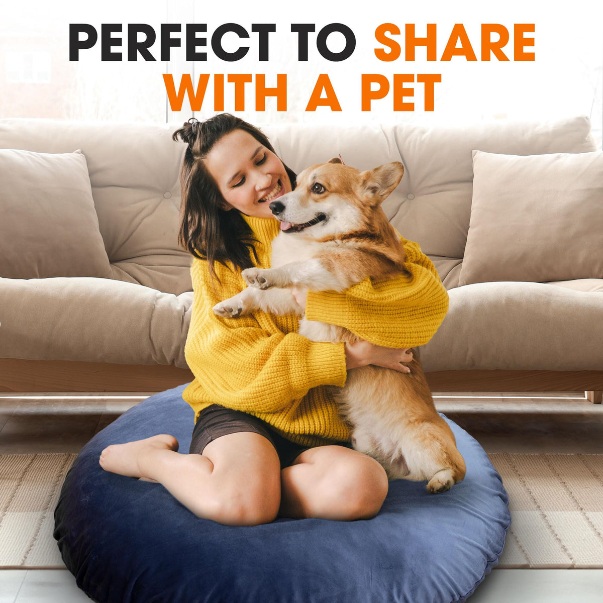 Floor Pillow for Adults (Large Navy)