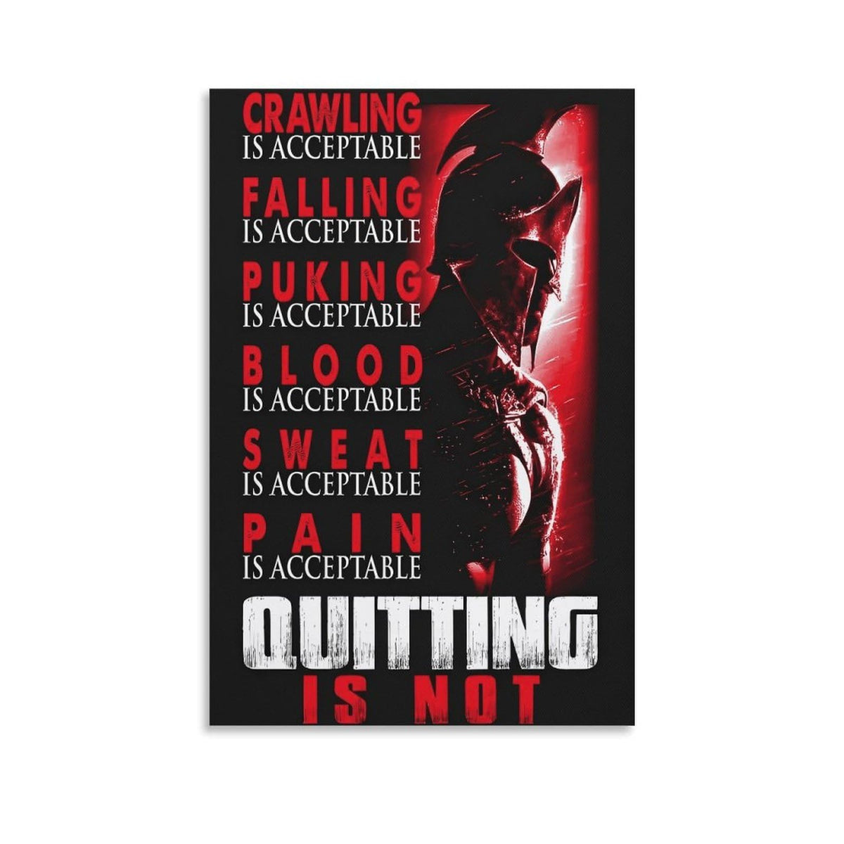 Spartan Quitting Is Not Motivational Gym Fitness Warrior Helmet Canvas Printing Wall Art Prints Wall Decor Posters Red Black Stoic Home Gym Bedroom Office Training Inspiration 12x18inch (style-19 / 12x18inch(30x45cm) Unframe)