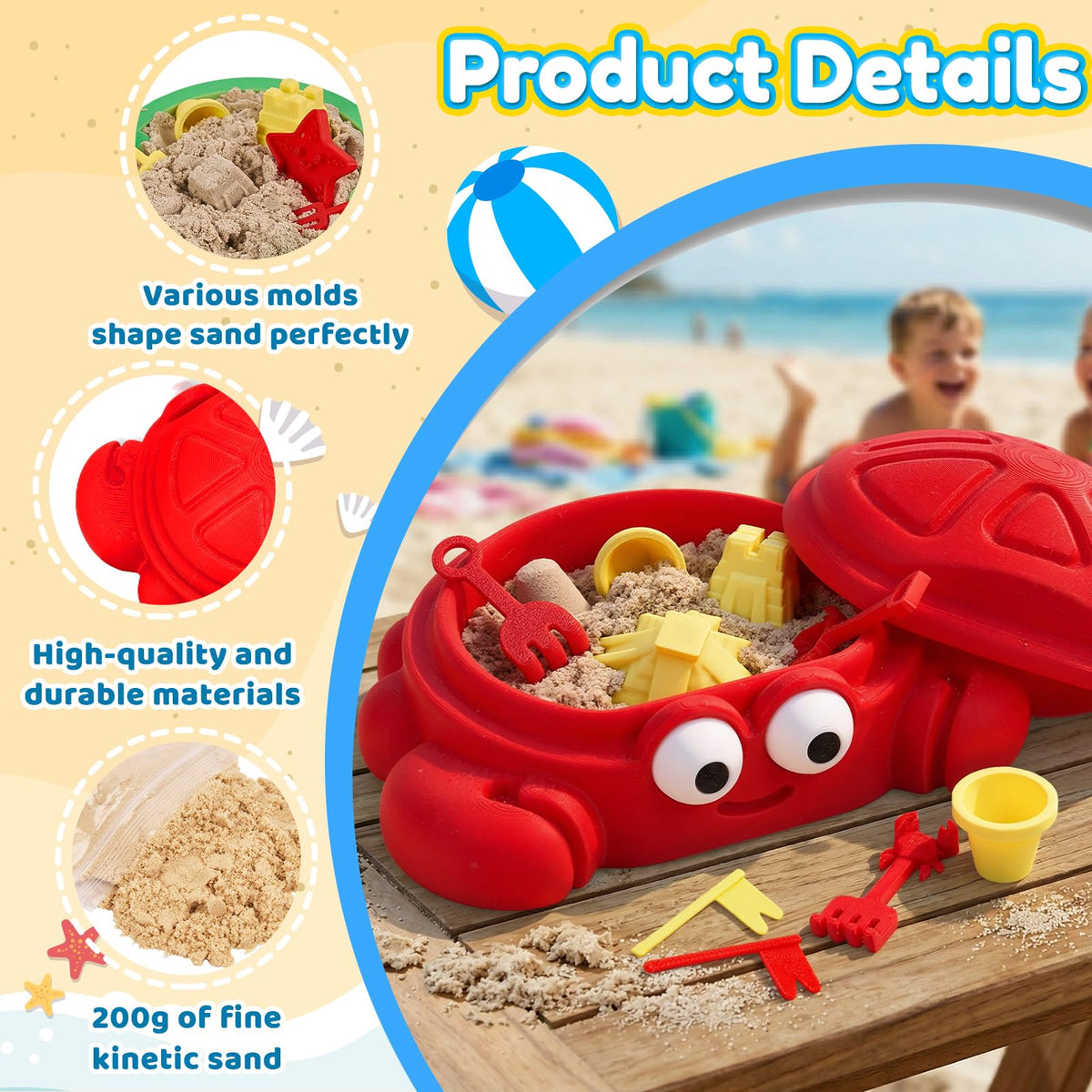 7.1 in Desktop Crab Sandbox with Lid (Crab)