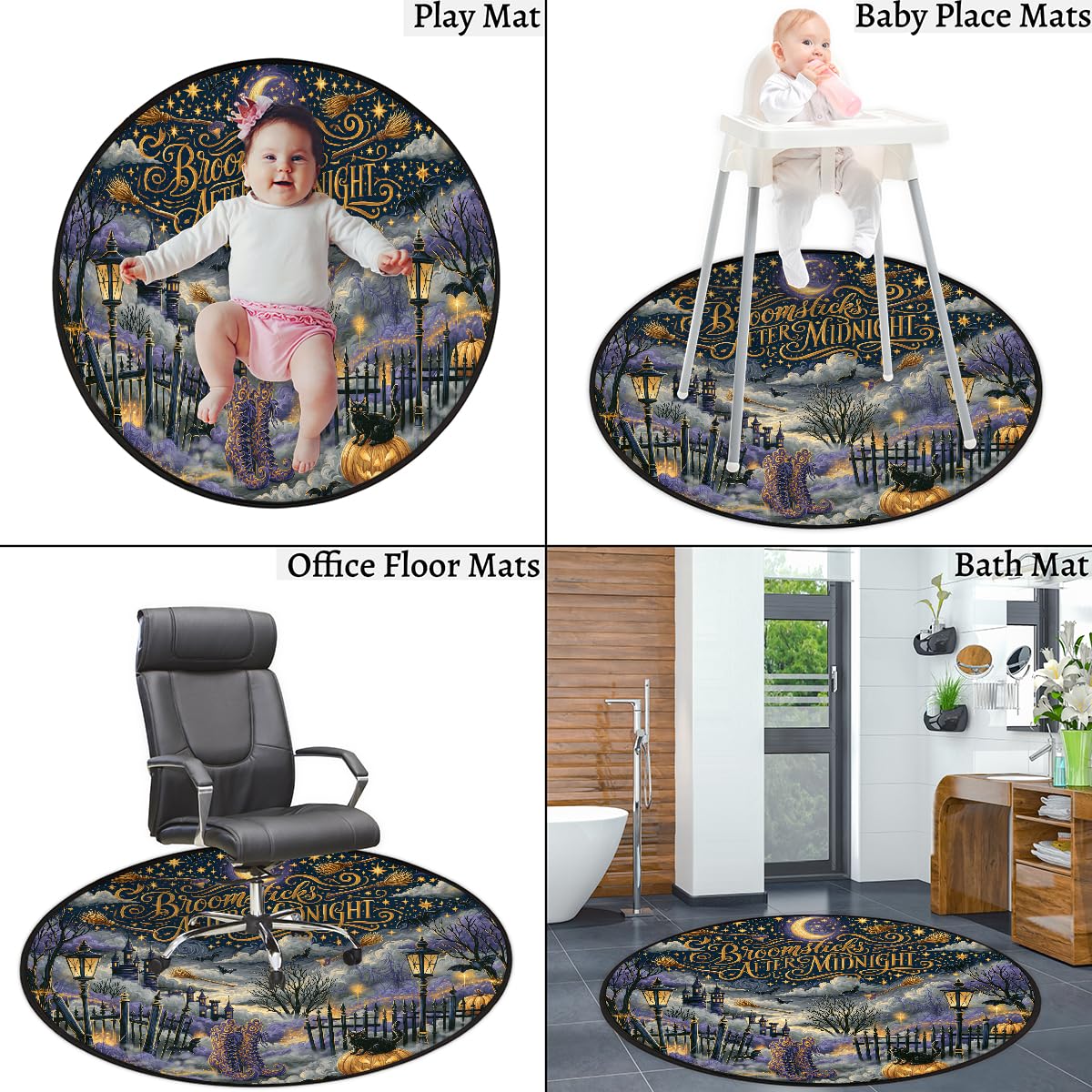 3 Ft Halloween Round Rug Circle Area Rugs Circular Door Mat for Indoor (B:c-17 / 3' (Round))
