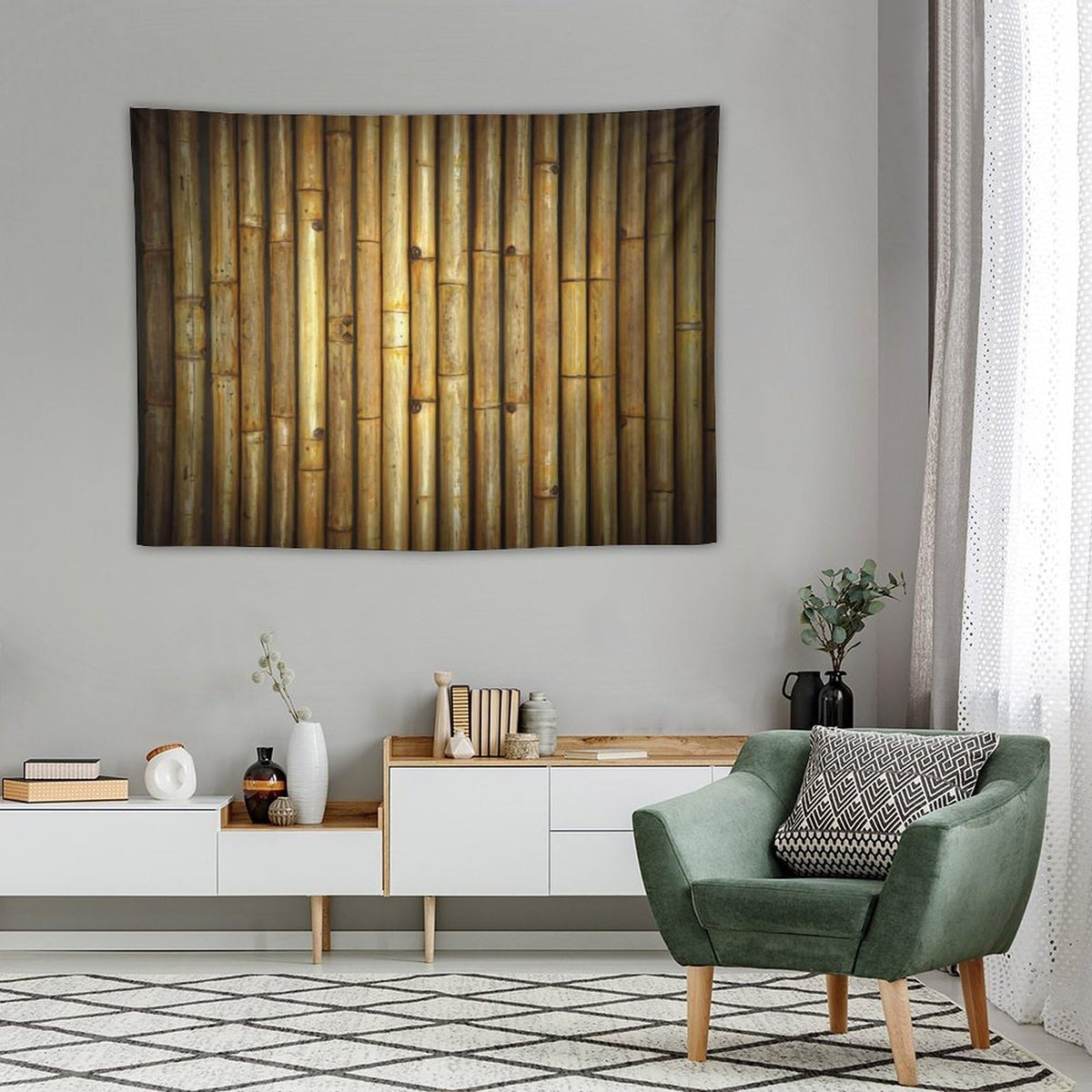 Bamboo Tapestry Wall Hanging Nature Japanese Asian Plant Brown Print Tapestries Home Decor for Living Room Bedroom Apartment Farmhouse Dorm 30"x40" (30"L x 40"W / Bamboo-8)