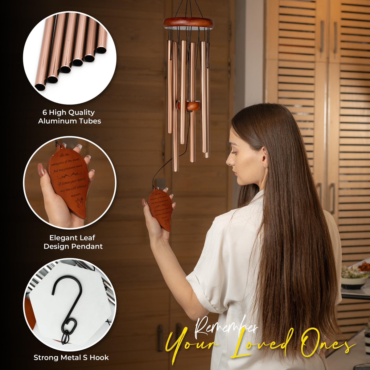 Best Memorial Wind Chimes for Outside (Rose Gold)