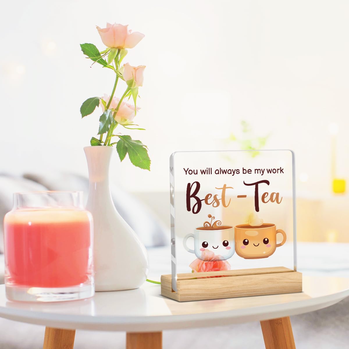 Work Bestie Gifts for Women (Best-Tea / Wooden base acrylic)