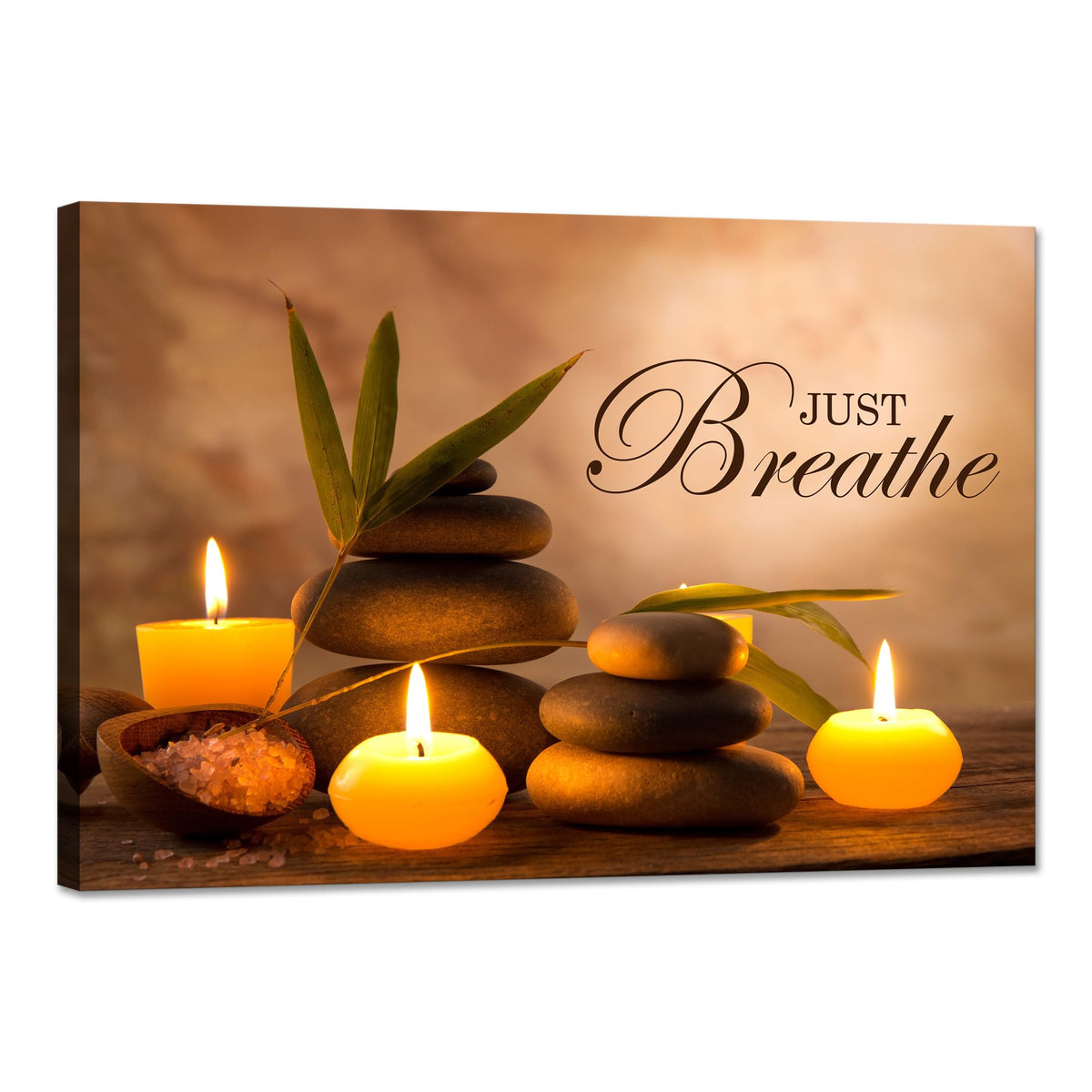 Zen Wall Decor Just Breathe Motivational Bathroom Wall Art Yoga Room Poster for Women Spa Picture Painting Spiritual Artwork Framed for Living Room Ready to Hang (24"L x 36"W / Zen 03)
