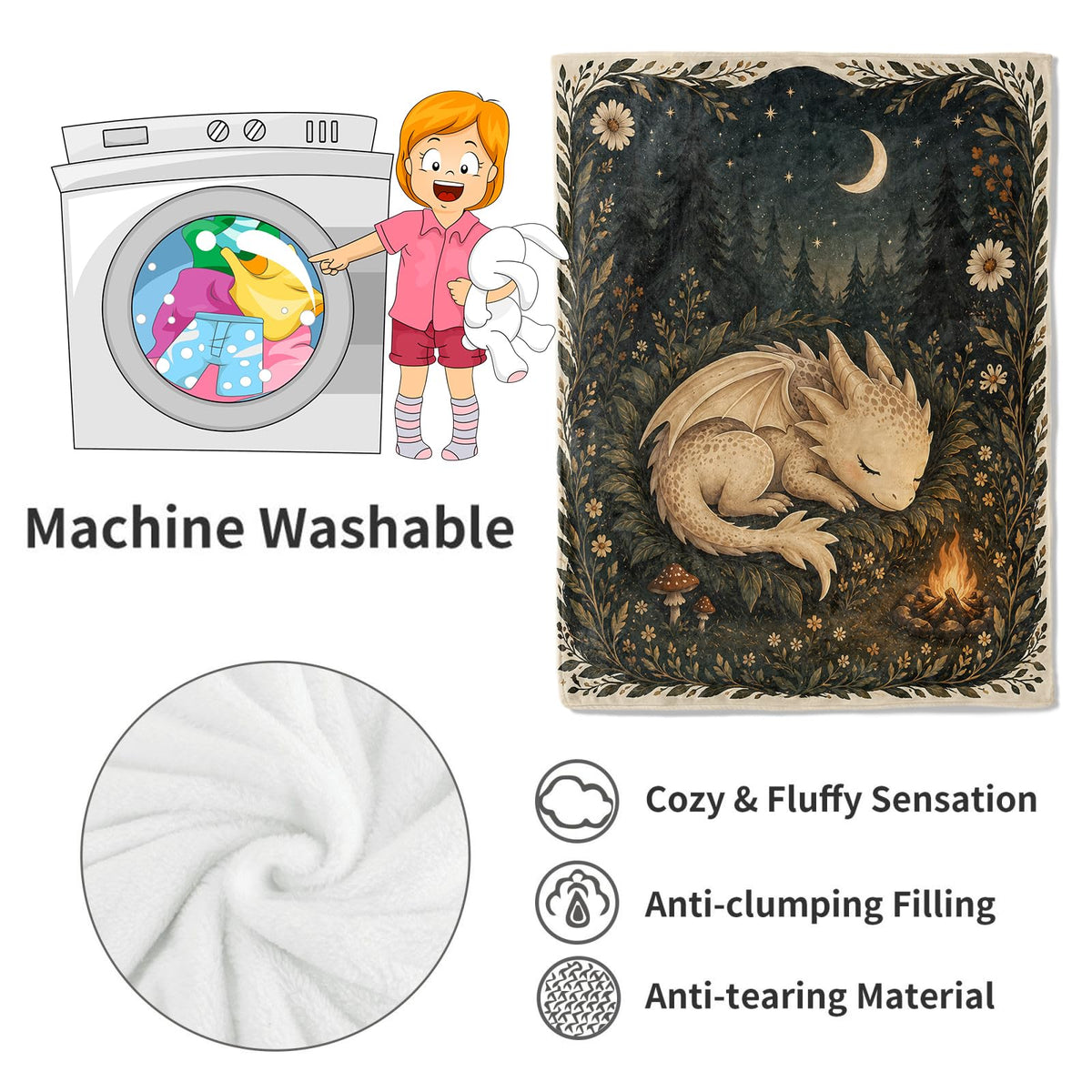 Sleeping Dragon Flannel Blanket (Sleeping Dragon / 50x60 inch)