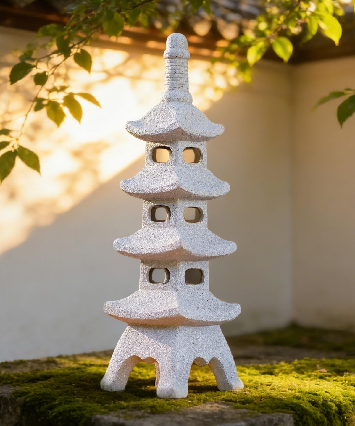 Solar Pagoda Garden Statues (65cm Gray)