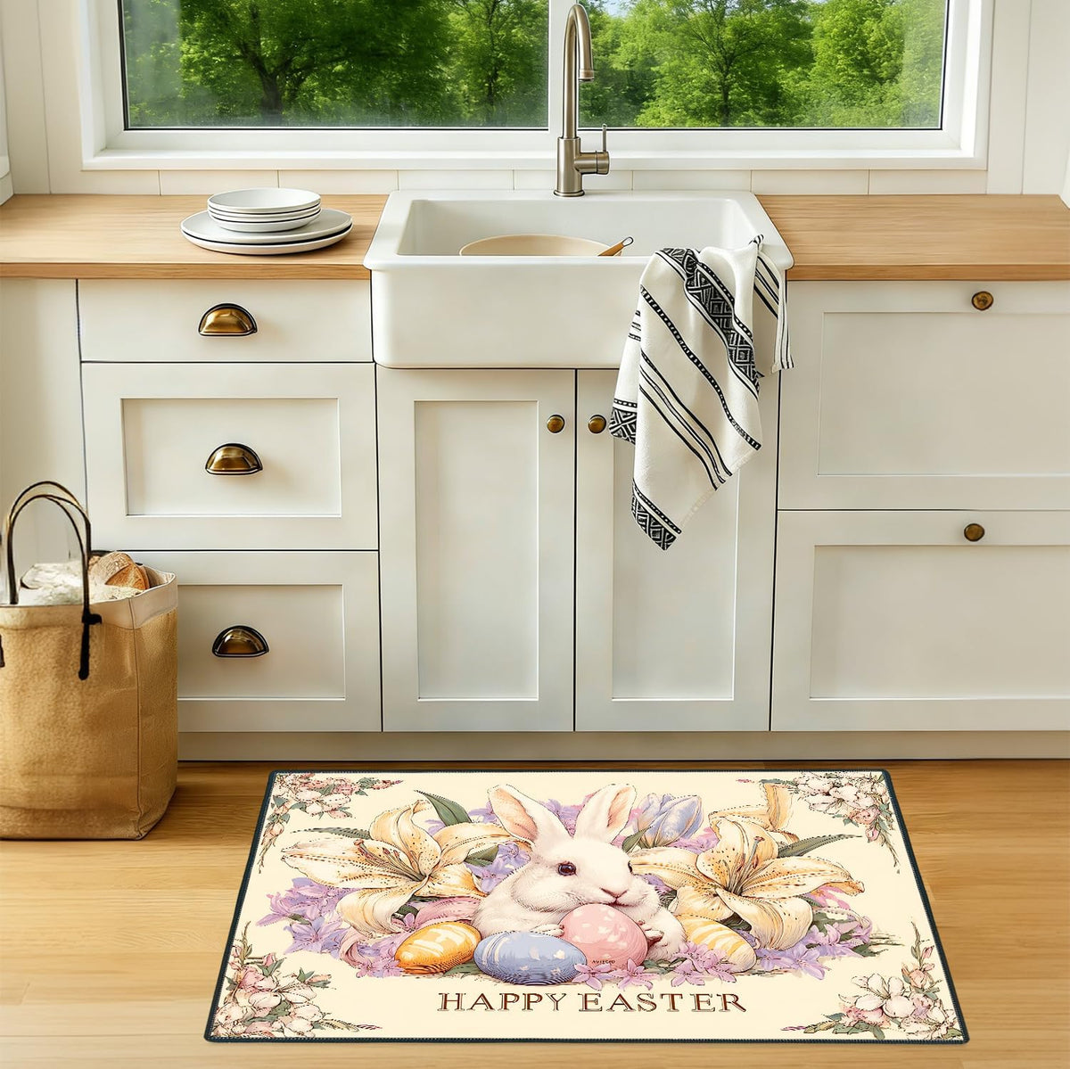 2x3FT Area Rug Vintage Bunny Lily Floral Indoor Entryway Rug (#15 / 2' x 3' (Rectangular))